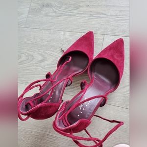 Lord+Taylor 424 Fifth Burgundy Suede Lace up heels